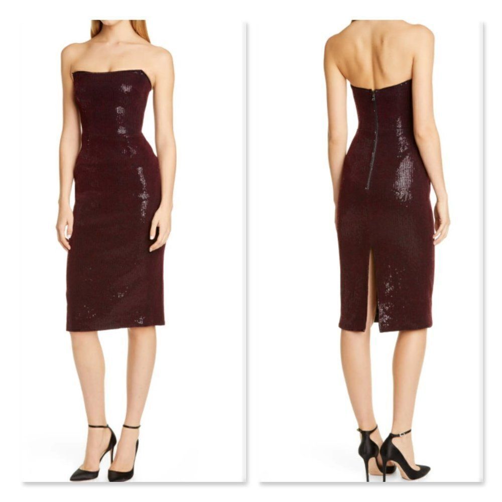 Haney Martina Strapless Sequin Sheath Dress sz 12